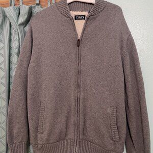 Mens XL Chaps ribbed zip up sherpa lined sweater